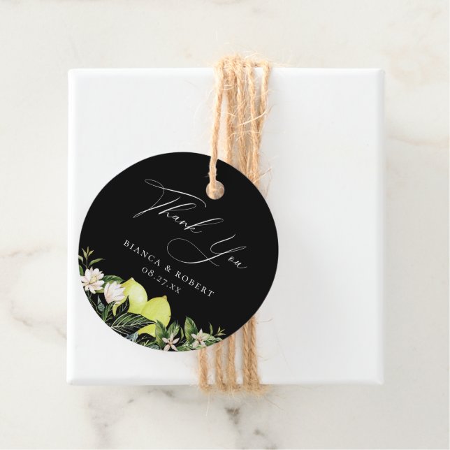 Cadeau Étiquettes de remerciement de mariage aux citrons  (En situation)