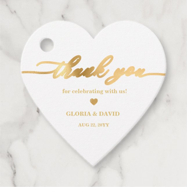 Cadeau Étiquettes de remerciement de mariage en or (Devant)