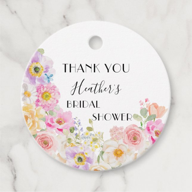 Cadeau Étiquettes de remerciement de mariage floral Fleur (Devant)