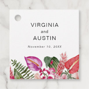 Cadeau Étiquettes de remerciement de mariage Floral Tropi