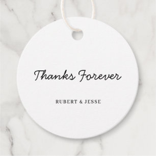 Cadeau Étiquettes de remerciement de mariage minimalistes
