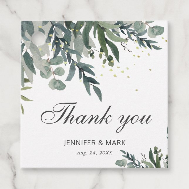 Cadeau Étiquettes de remerciement de verdure à l'aquarell (Devant)