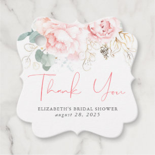 Cadeau Étiquettes de remerciement élégantes à fleurs rose
