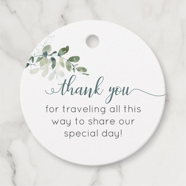 Cadeau Étiquettes de remerciement Eucalyptus Vert Sauge p (Devant)