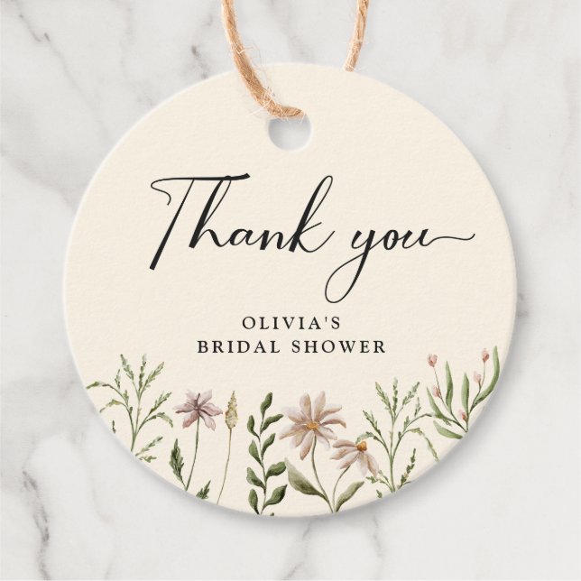 Cadeau Étiquettes de remerciement Fleur sauvage aquarelle (Devant)