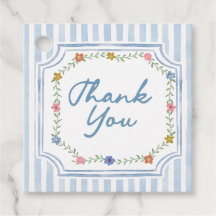 Étiquettes de remerciement Floral Bleu