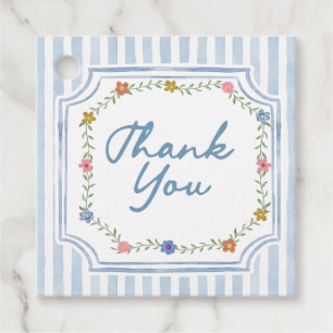 Cadeau Étiquettes de remerciement Floral Bleu