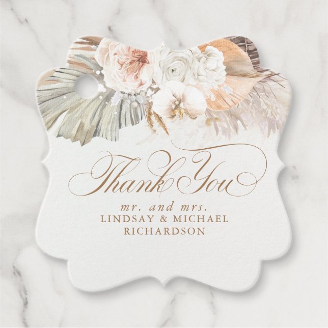 Cadeau Étiquettes de remerciement floral de style boho av (Devant)