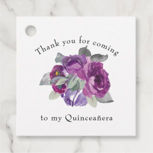 Cadeau Étiquettes de remerciement florales violettes