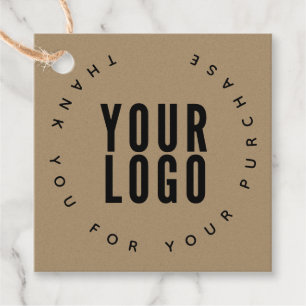 Cadeau Étiquettes de remerciement Modern Kraft Logo d'ent