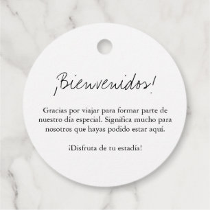 Cadeau Étiquettes de sac de bienvenue bilingues