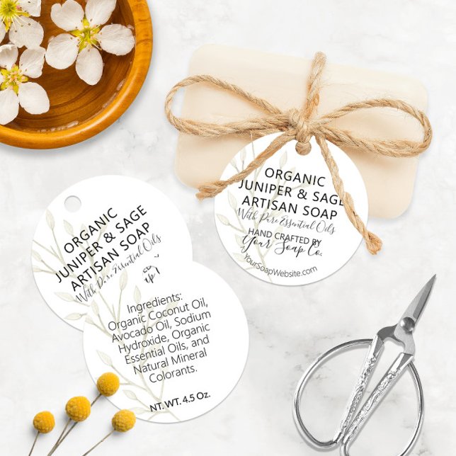 Cadeau Étiquettes de savon modernes à motif botanique aqu (Watercolor Botanical 🌿 Modern Soap Hang Tags
)