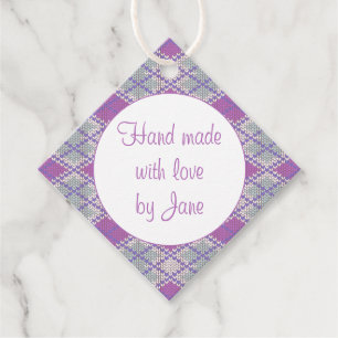 CADEAU ÉTIQUETTES "FAIT MAIN" EN TRICOT ARGYLE LILAS