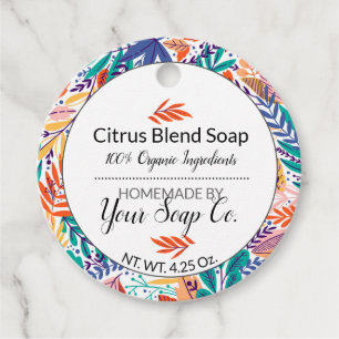 Cadeau Étiquettes pour savon d'agrumes artisanal fait mai