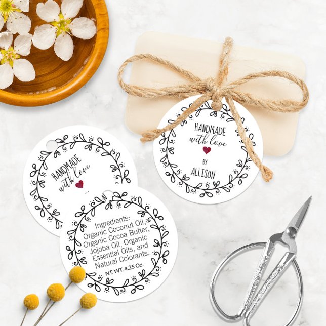 Cadeau Étiquettes Suspendues 2 Faces Faites Avec Amour 💕 (Handmade With Love 💕 2-Sided Hang Tags
)