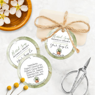 Cadeau Étiquettes suspendues aquarelle verte pour bain et