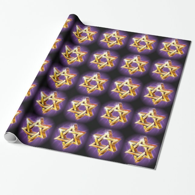 Cadeau Étoile violette et noire de David Papier d'envelop (Déroulé)