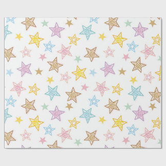 Cadeau Étoiles de Doodle colorées enveloppant papier
