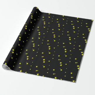 Cadeau Étoiles de jaune sur le papier noir d'emballage