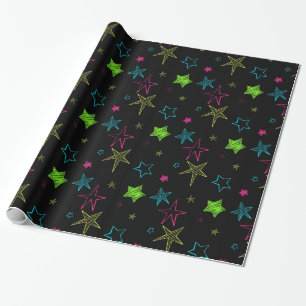 Cadeau Étoiles Doodle Neon Enveloppant du papier