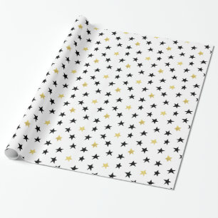 Cadeau Étoiles joueuses - Papier à enveloppement noir et 