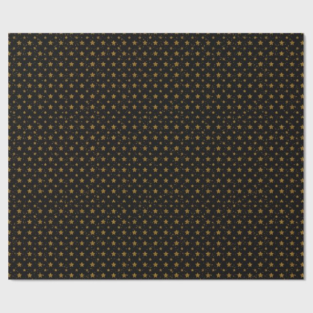 Cadeau Étoiles Métalliques Dorées Élégantes sur Papier d' (Plat)