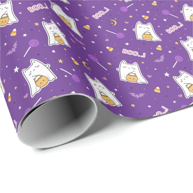 Cadeau Fantôme de chat d'Halloween - Rouleau de papier d' (Coin rond)