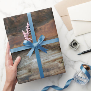 Cadeau Faux bois papier d'emballage motif rustique