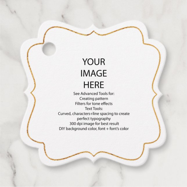 Cadeau Faux doré Trim, étiquettes cadeaux carrées fantais (Devant)