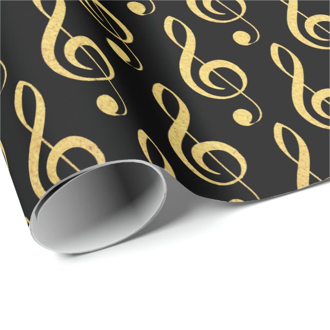 Cadeau Faux Gold Foil Treble Clef Musical Wrapper Papier (Coin rond)