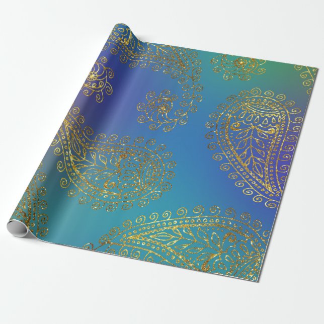 Cadeau Faux papier d'aluminium doré arabe Bollywood (Déroulé)