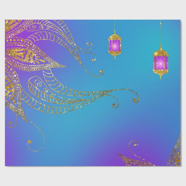 Cadeau Faux papier d'or arabe Bollywood (Plat)