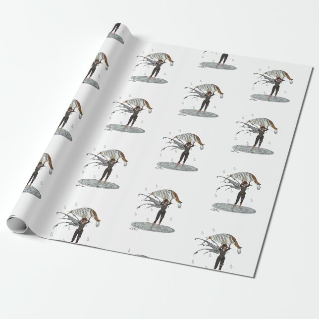 Cadeau Fée De Pluie Garçon Avec Papier D'Enveloppement De (Déroulé)