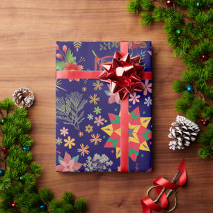 Cadeau Festive Fleur Noël - Papier d'enveloppement de vac