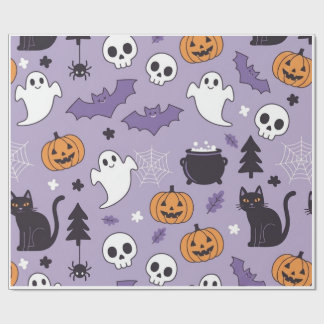 Cadeau Feuille de papier d'emballage à motif Halloween mi