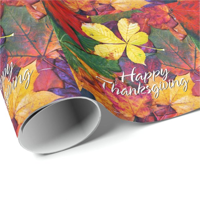 Cadeau Feuilles d'automne 5 papier d'enveloppement (Coin rond)