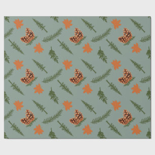 Cadeau Feuilles d'automne et pinecone papier d'emballage 