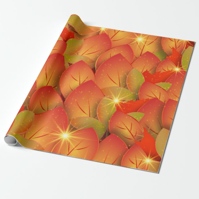 Cadeau feuilles d'automne papier d'emballage (Déroulé)