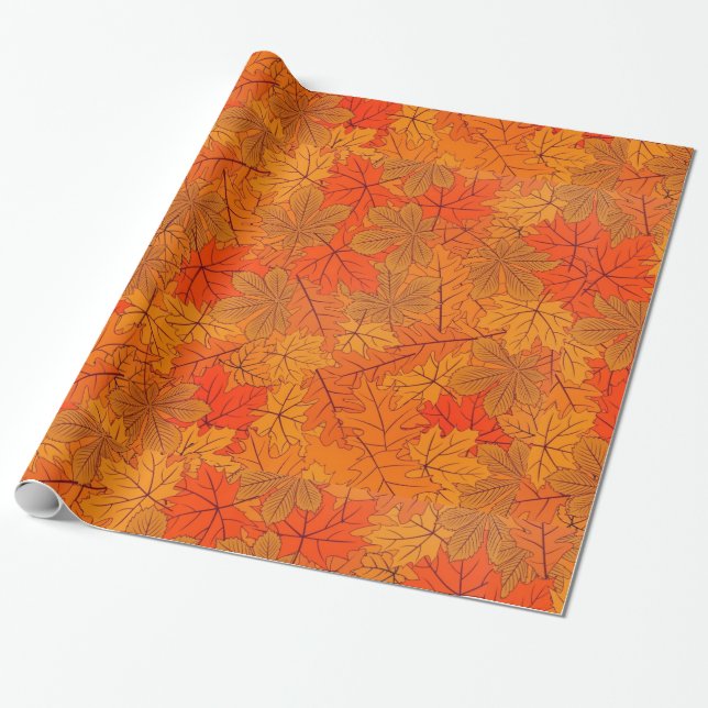 Cadeau Feuilles d'automne Papier d'enveloppement de conce (Déroulé)