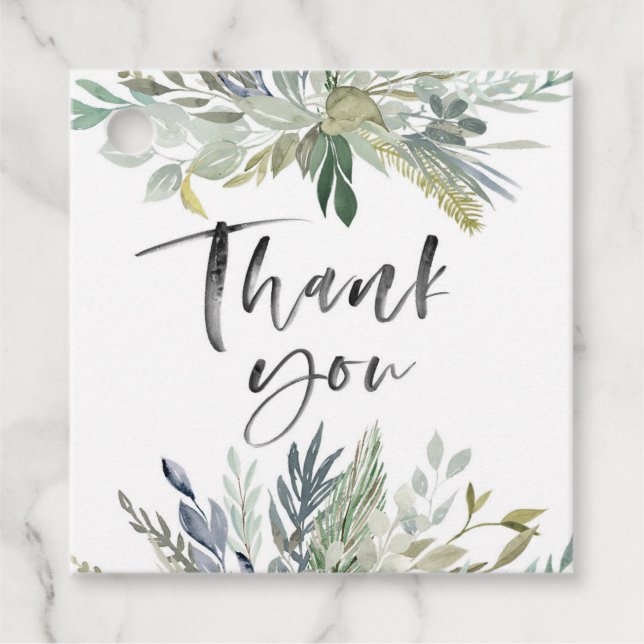 Cadeau Feuilles de feuillage vert étiquettes de remerciem (Devant)