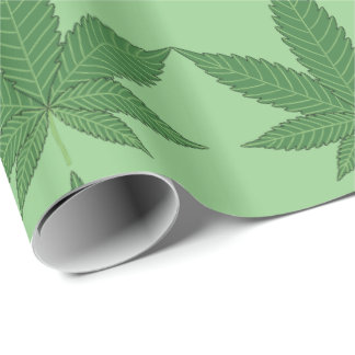 Cadeau Feuilles de mauvaises herbes vert sur papier d'env