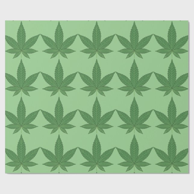 Cadeau Feuilles de mauvaises herbes vert sur papier d'env (Plat)