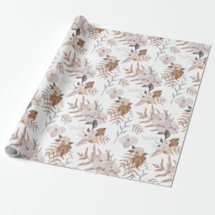 Cadeau Feuilles de papier d'emballage floral aquarelle