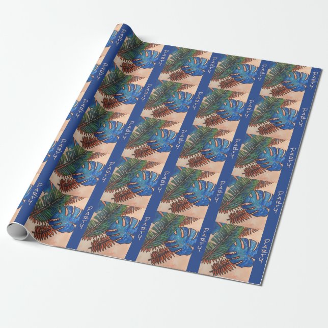 Cadeau Feuilles tropicaux Papier à envelopper (Déroulé)