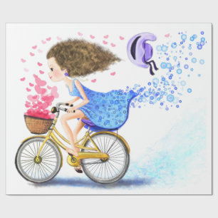 Cadeau Fille avec papier d'emballage romantique de vélo