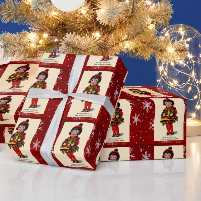 Cadeau Fille de Noël Vintage, Snowflakes Wrapping Papier (Vacances)