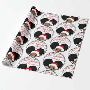 Cadeau Fille noire de Noël Afro Papier à envelopper