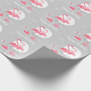 Cadeau Flamant rose Love Happy Birthday emballage papier