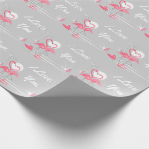 Cadeau Flamant rose Love Side I Love You wrapper papier