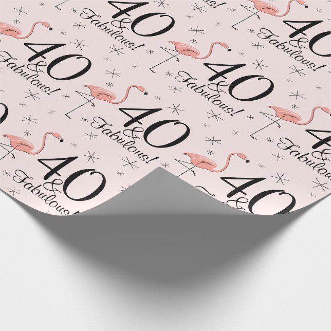 Cadeau Flamant rose rose '40 et fabuleux ! ' papier cadea (Coin)